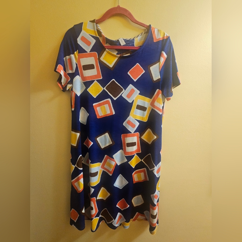Honeyme Multicolor Geometric Dress Go Go Bohemian Party Colorful Midi Mini New